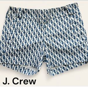 JCREW Blue and White  Shorts W / Seahorse Print